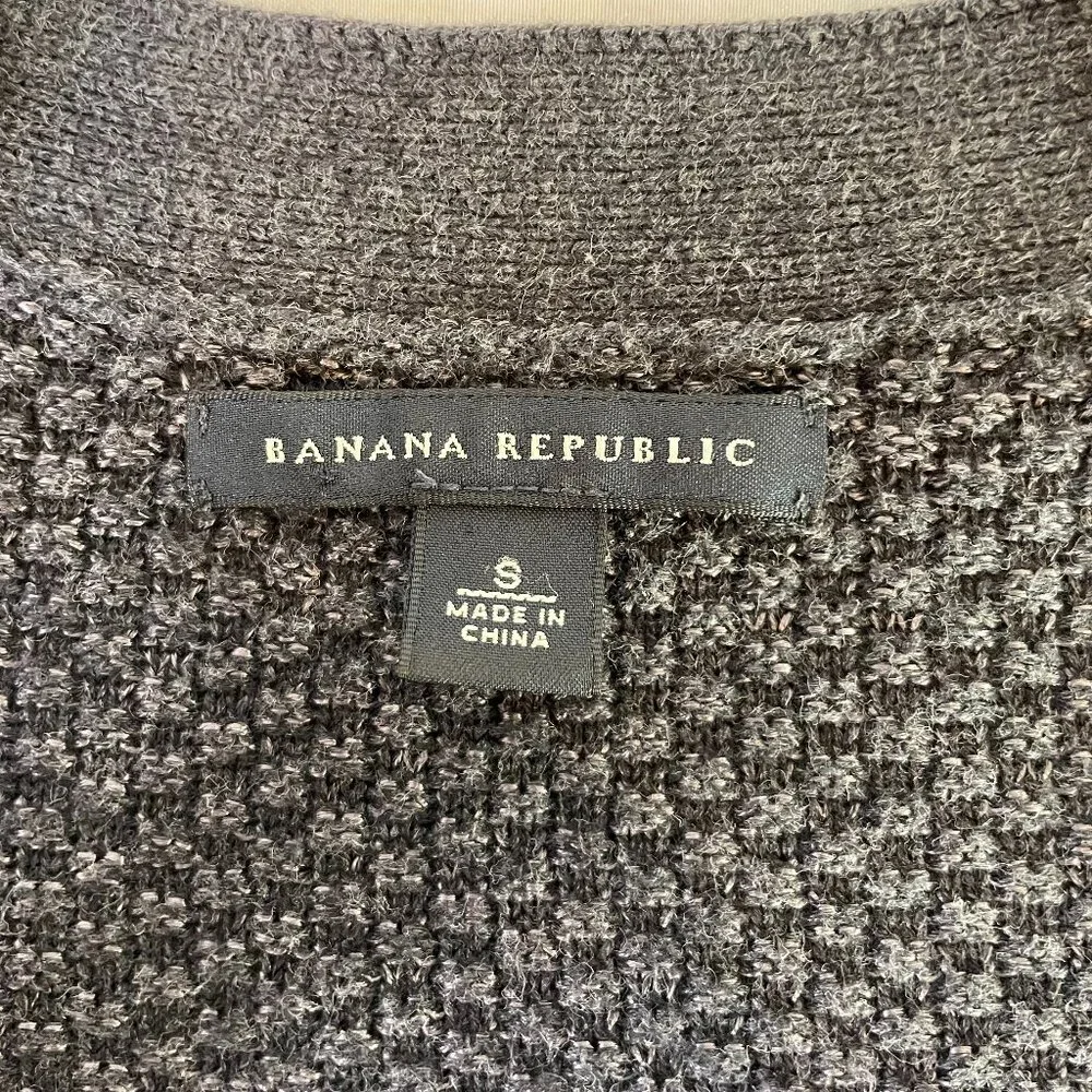 Banana Republic Size S Waffle Knit Cotton Cardigan Gray Open Front Long Sleeves - Picture 8 of 10